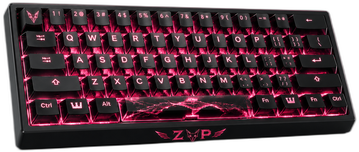 Z.A.P 黑粉 Wooting 60HE V2 键盘 · 浅灰棚拍展示